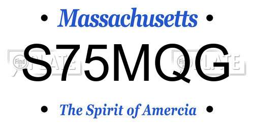 S75MQG Massachusetts License Plate