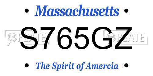S765GZ Massachusetts License Plate