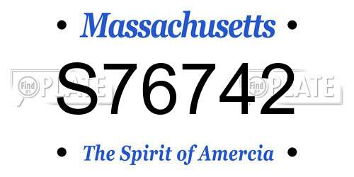 S76742 Massachusetts License Plate