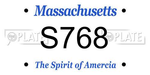 S768 Massachusetts License Plate