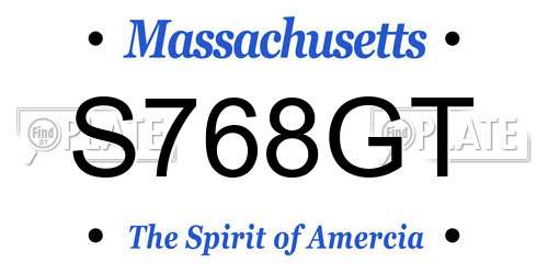S768GT Massachusetts License Plate