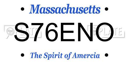 S76ENO Massachusetts License Plate