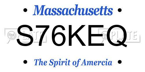 S76KEQ Massachusetts License Plate
