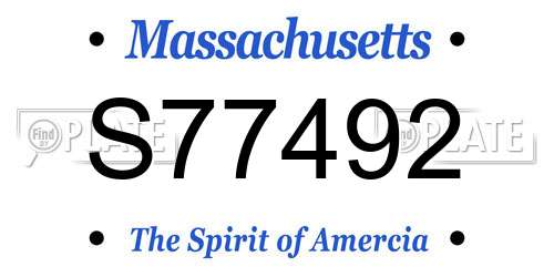S77492 Massachusetts License Plate