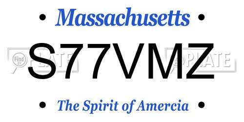 S77VMZ Massachusetts License Plate
