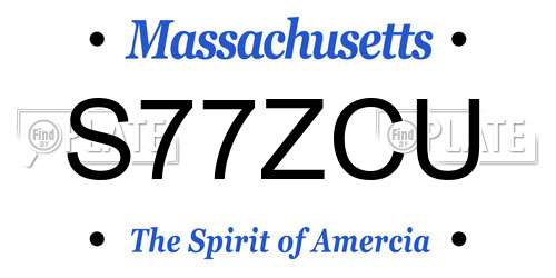 S77ZCU Massachusetts License Plate