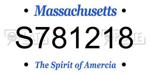 S781218 Massachusetts License Plate