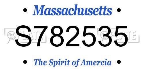 S782535 Massachusetts License Plate