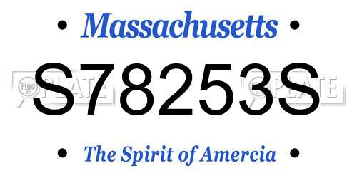 S78253S Massachusetts License Plate