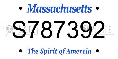 S787392 Massachusetts License Plate