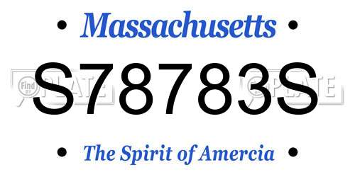 S78783S Massachusetts License Plate