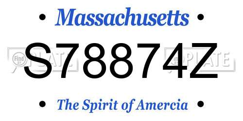 S78874Z Massachusetts License Plate