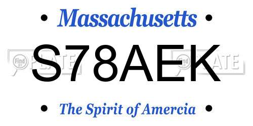 S78AEK Massachusetts License Plate