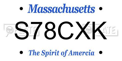 S78CXK Massachusetts License Plate