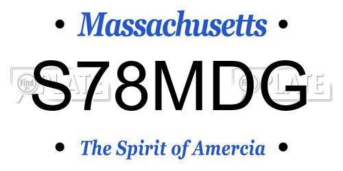 S78MDG Massachusetts License Plate