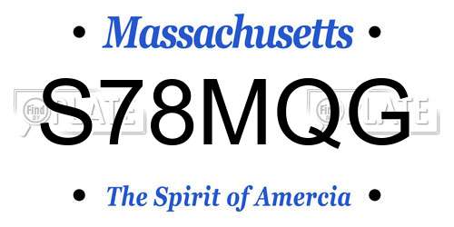 S78MQG Massachusetts License Plate