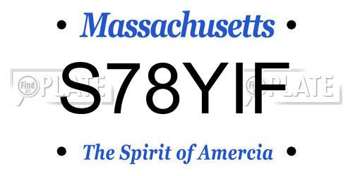 S78YIF Massachusetts License Plate