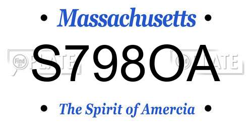 S798OA Massachusetts License Plate
