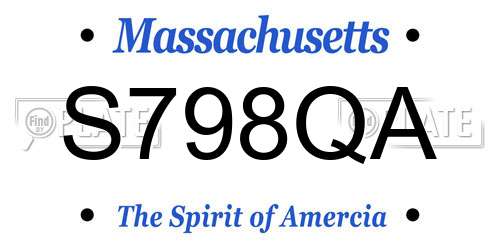 S798QA Massachusetts License Plate