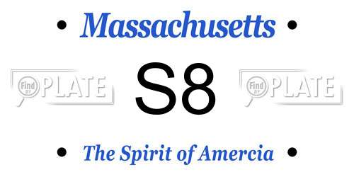 S8 Massachusetts License Plate