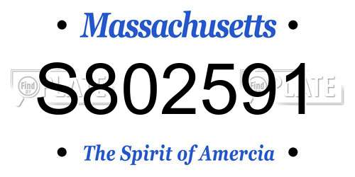 S802591 Massachusetts License Plate