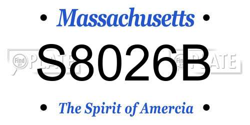 S8026B Massachusetts License Plate