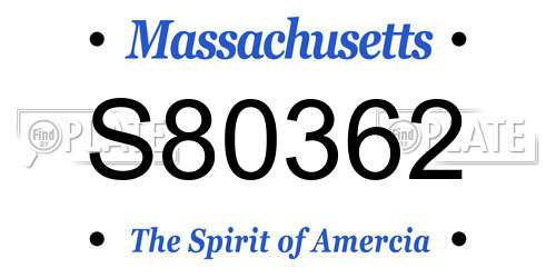 S80362 Massachusetts License Plate