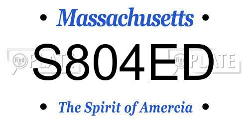 S804ED Massachusetts License Plate