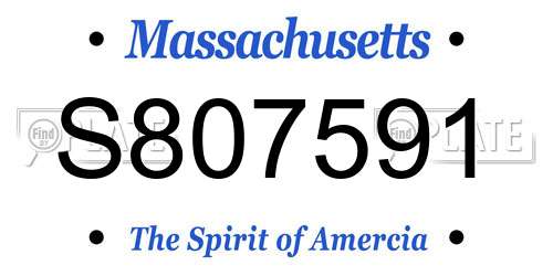 S807591 Massachusetts License Plate