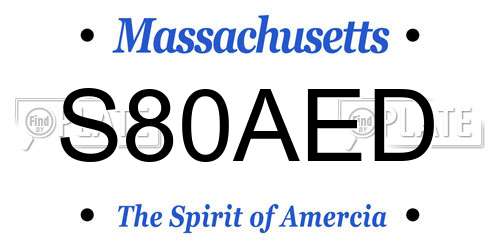 S80AED Massachusetts License Plate
