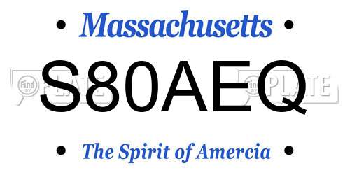 S80AEQ Massachusetts License Plate