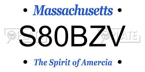S80BZV Massachusetts License Plate