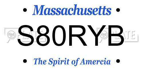 S80RYB Massachusetts License Plate