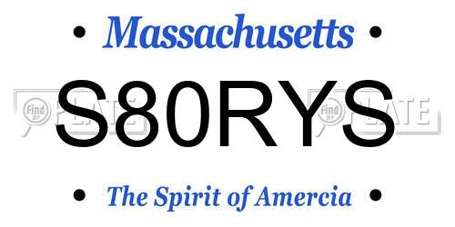 S80RYS Massachusetts License Plate
