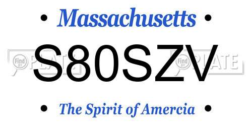 S80SZV Massachusetts License Plate