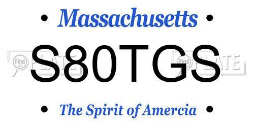 S80TGS Massachusetts License Plate
