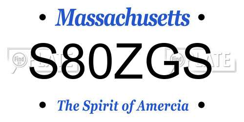S80ZGS Massachusetts License Plate