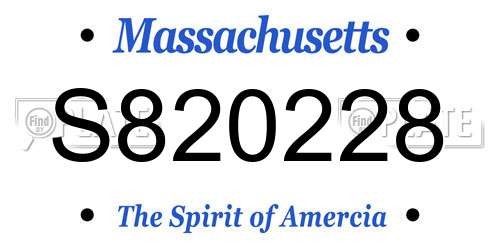 S820228 Massachusetts License Plate