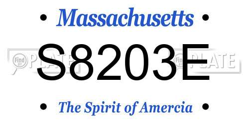 S8203E Massachusetts License Plate