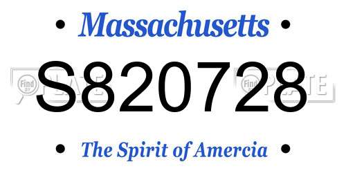 S820728 Massachusetts License Plate