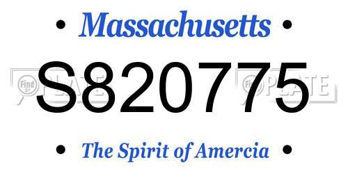 S820775 Massachusetts License Plate