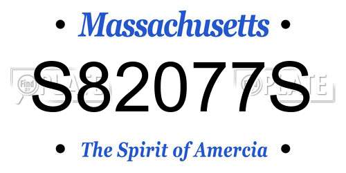 S82077S Massachusetts License Plate