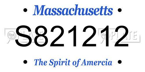 S821212 Massachusetts License Plate