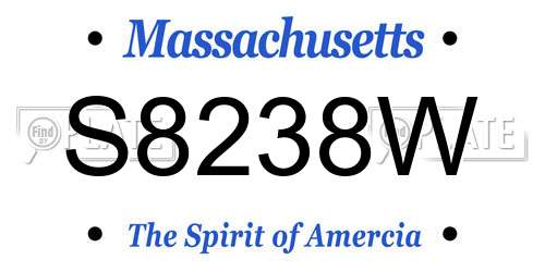 S8238W Massachusetts License Plate