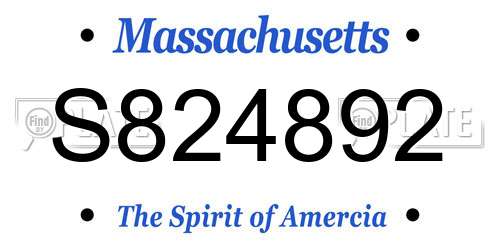 S824892 Massachusetts License Plate