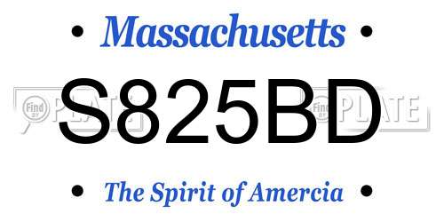 S825BD Massachusetts License Plate