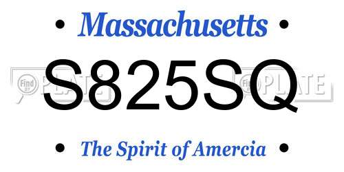S825SQ Massachusetts License Plate