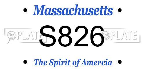 S826 Massachusetts License Plate