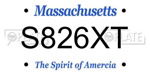 S826XT Massachusetts License Plate