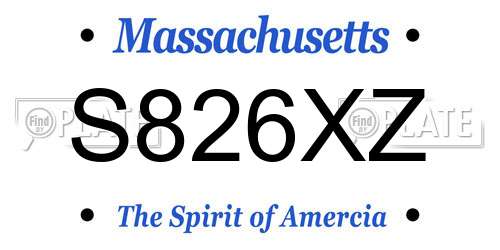 S826XZ Massachusetts License Plate
